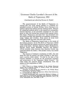 Lieutenant Charles Larrabee's Account of the Battle of Tippecanoe, 1811