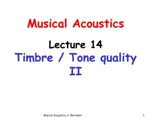 Musical Acoustics Timbre / Tone Quality II