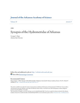Synopsis of the Hydrometridae of Arkansas George L