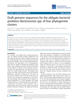 Draft Genome Sequences for the Obligate Bacterial Predators Bacteriovorax Spp