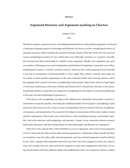 Argument Structure and Argument-Marking in Choctaw