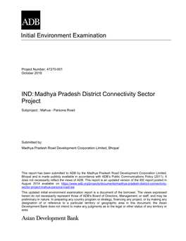 IND:Madhya Pradesh District Connectivity Sector Project