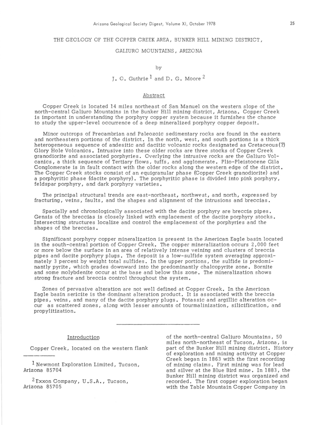 The Geology of the Copper Creek Area, Bunker Hill Mining District