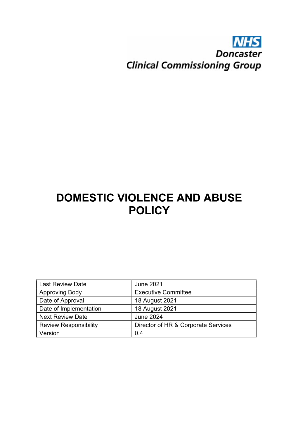 Domestic Violence and Abuse Policy