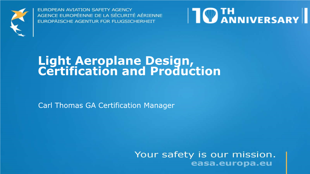 Certification of European Light Aircraft