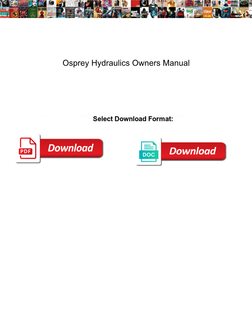 Osprey Hydraulics Owners Manual