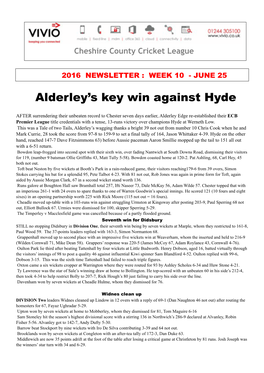Alderley's Key Win Against Hyde