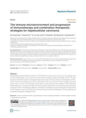 The Immune Microenvironment and Progression of Immunotherapy and Combination Therapeutic Strategies for Hepatocellular Carcinoma