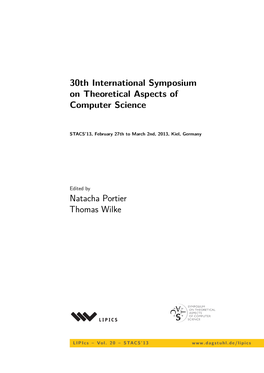30Th International Symposium on Theoretical Aspects of Computer Science