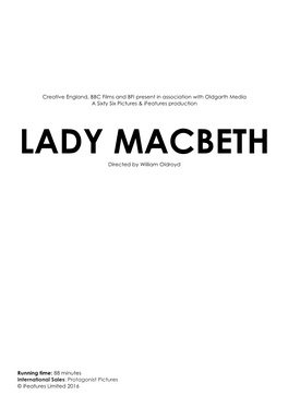 LADY MACBETH Directed by William Oldroyd