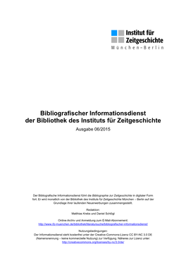 Bibliografischer Informationsdienst 06/2015