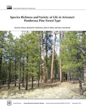 Species Richness and Variety of Life in Arizona's Ponderosa Pine Forest Type