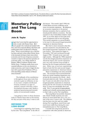 Monetary Policy and the Long Boom