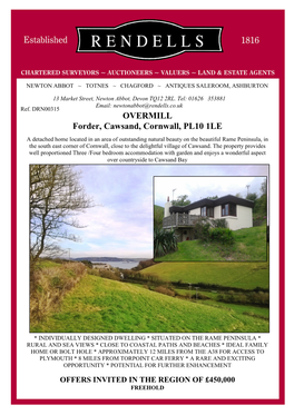 OVERMILL Forder, Cawsand, Cornwall, PL10