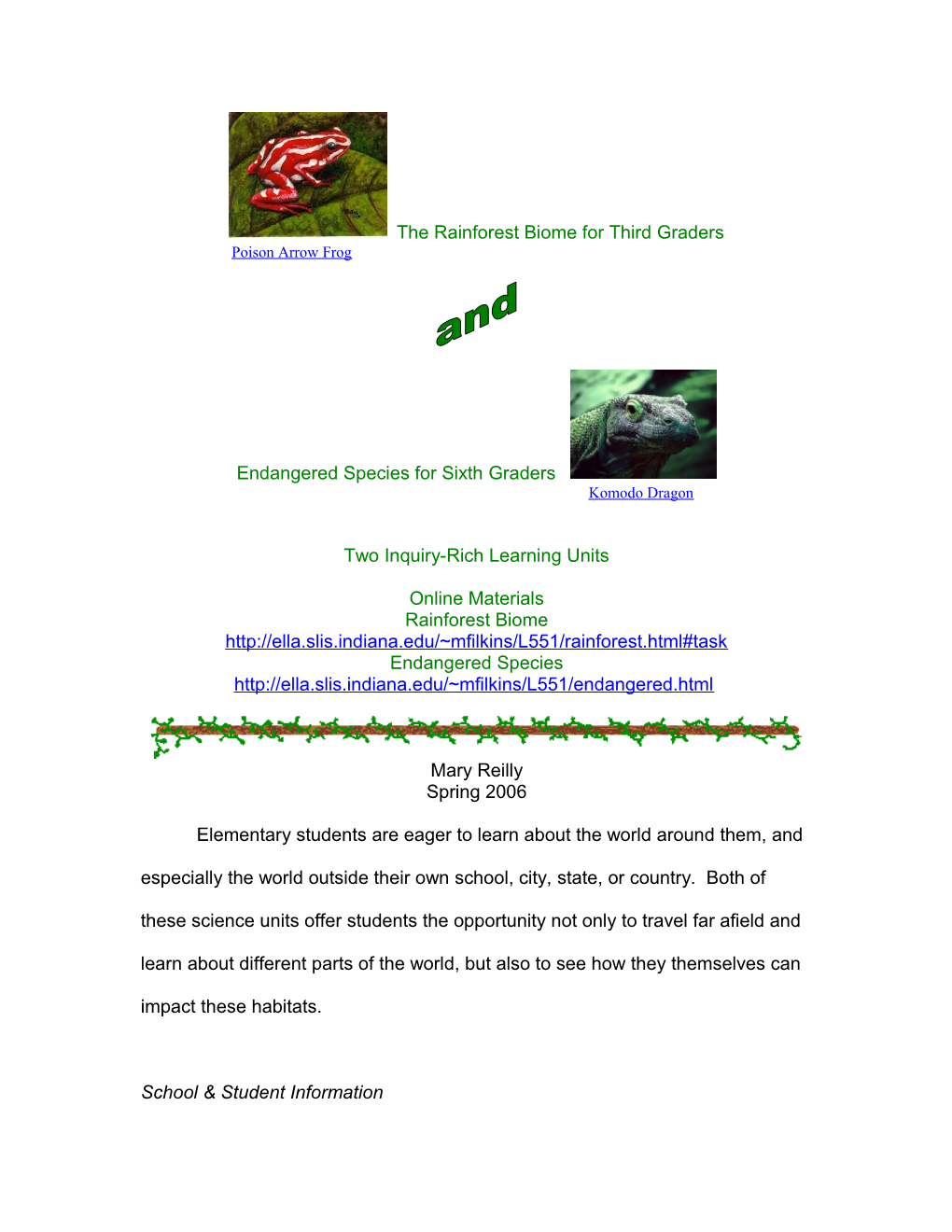 The Rainforest Biome For Third Graders