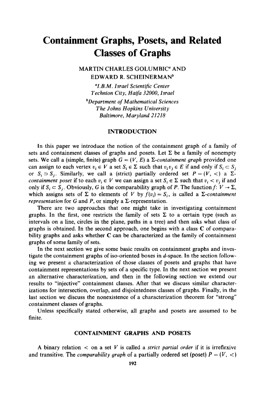 Containment Graphs, Posets, and Related Classes of Graphs