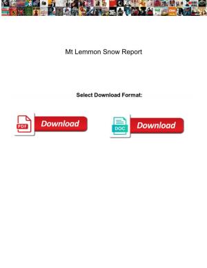 Mt Lemmon Snow Report