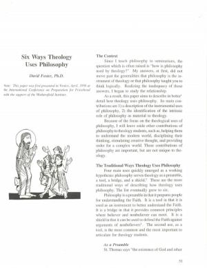 Six Ways Theology Uses Philosophy