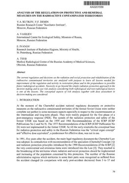 Analysis of the Regulation on Protective and Remedial Measures on the Radioactive Contaminated Territories