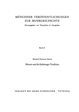 Mozart Und Die Salzburger Tradition I