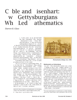 Coble and Eisenhart: Two Gettysburgians Who Led Mathematics