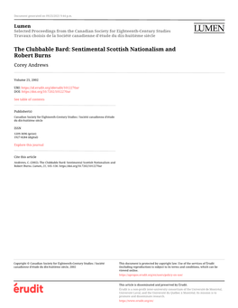 Sentimental Scottish Nationalism and Robert Burns Corey Andrews
