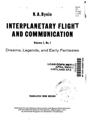 Interplanetary Flight and Communication Volume I, No. 1 Dreams, Legends, and Early Fantasies