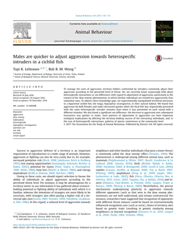 Males Are Quicker to Adjust Aggression Towards Heterospecific