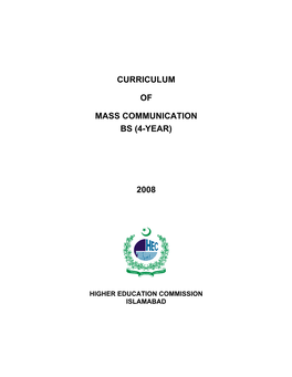 Curriculum of Mass Communication Bs (4-Year) 2008