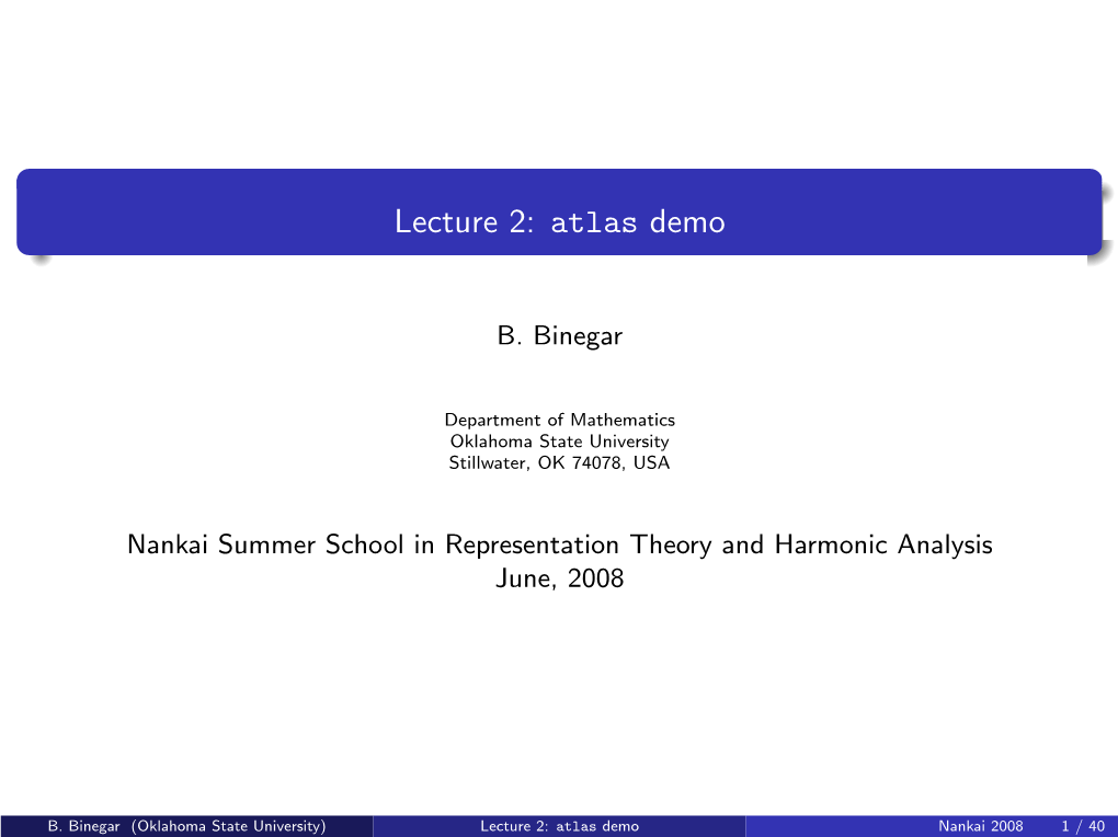 Lecture 2: Atlas Demo