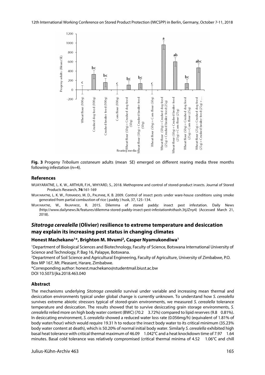 Sitotroga Cerealella (Olivier) Resilience to Extreme Temperature And