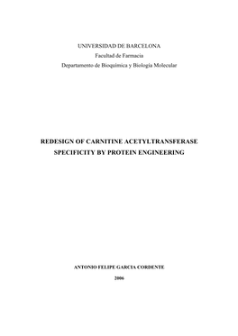 Redesign of Carnitine Acetyltransferase Specificity by Protein Engineering