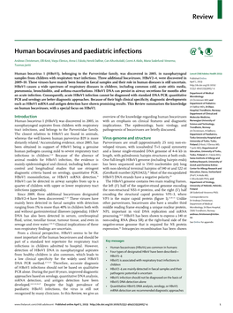 Review Human Bocaviruses and Paediatric Infections