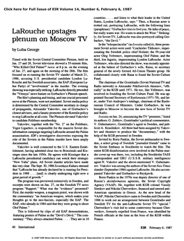 Larouche Upstages Plenum on Moscow TV