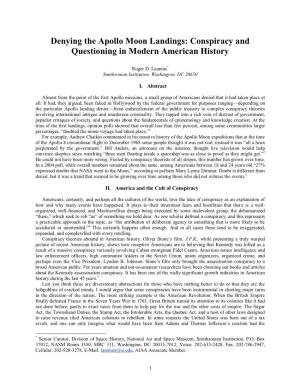 Denying the Apollo Moon Landings: Conspiracy and Questioning in Modern American History