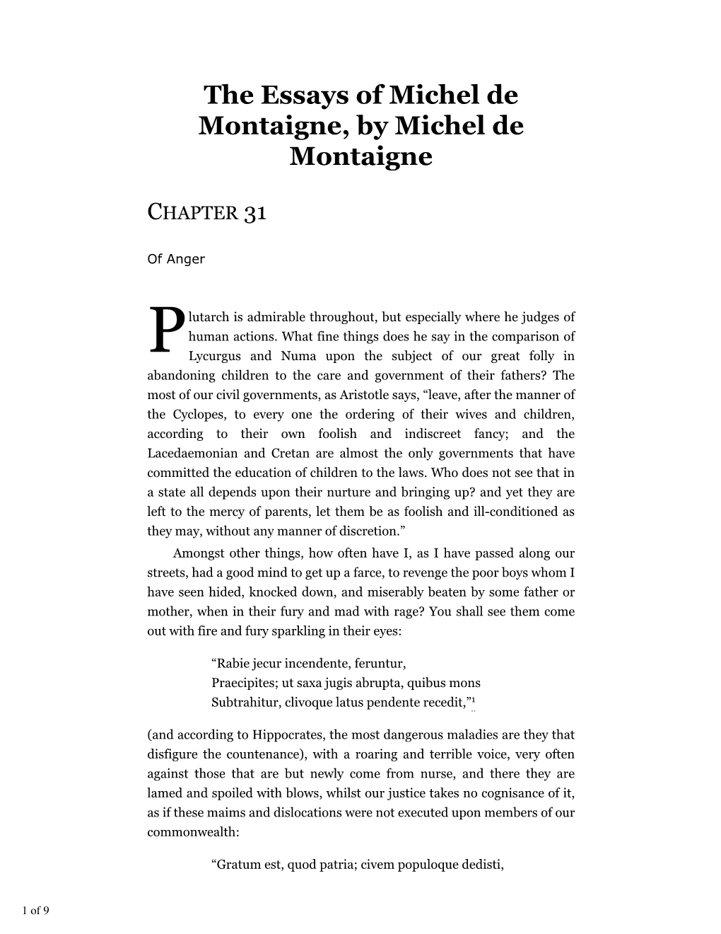 The Essays of Michel De Montaigne, by Michel De Montaigne