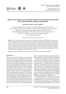 Spatial Pattern of Sustainable Urban Development Indicator for the Montreal Urban Community