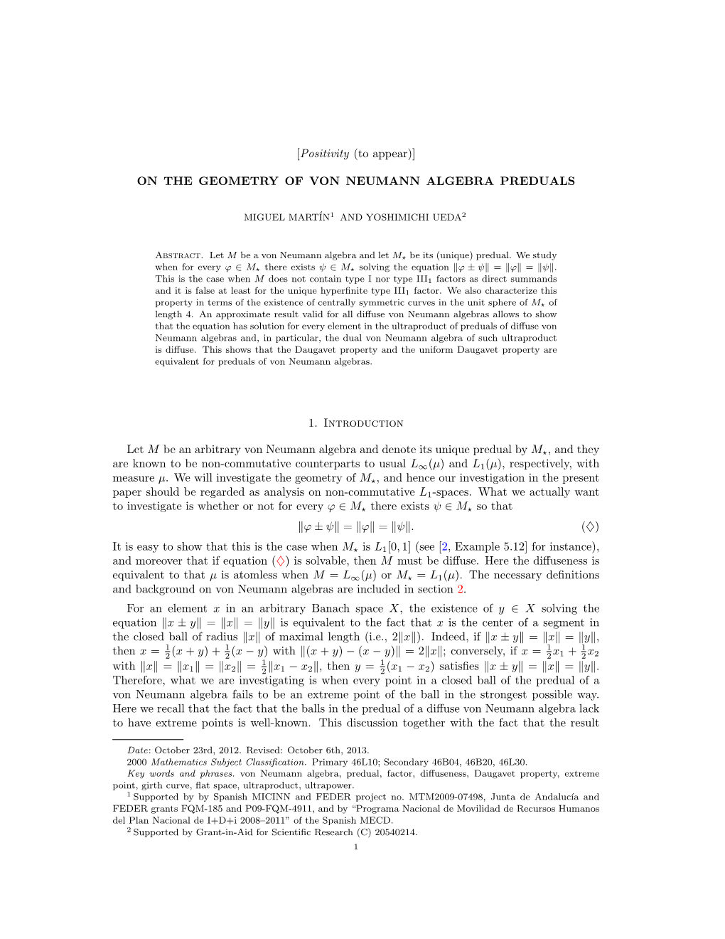 On the Geometry of Von Neumann Algebra Preduals