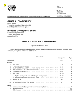 GENERAL CONFERENCE Industrial Development Board