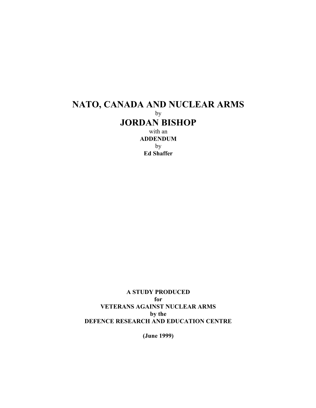 Nato, Canada and Nuclear Arms Jordan Bishop