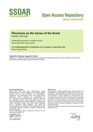 Phronesis As the Sense of the Event