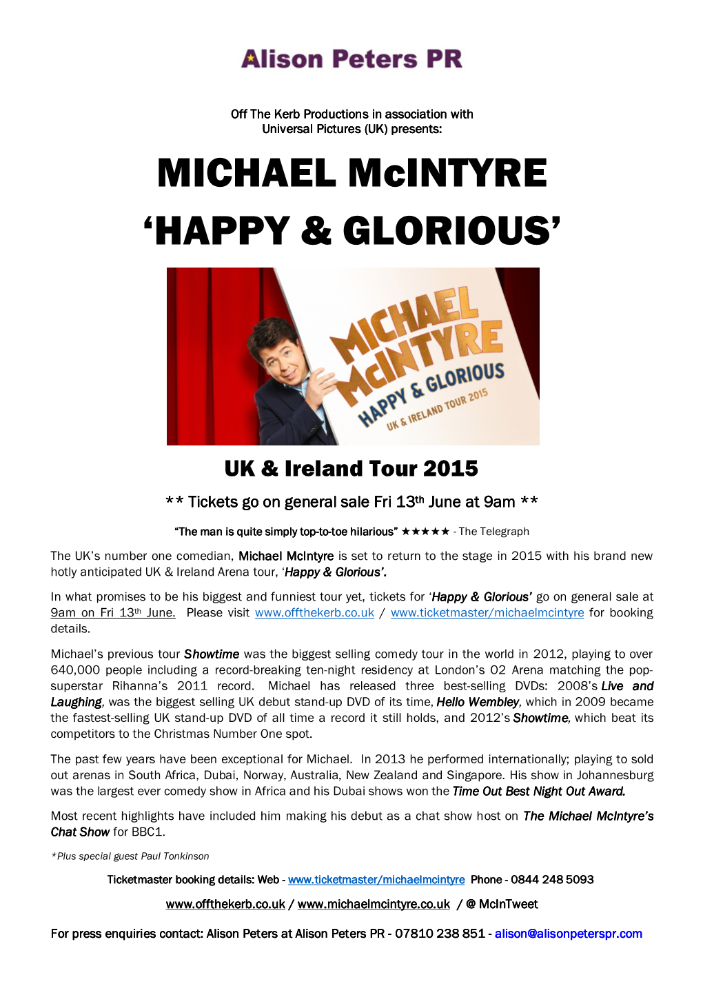 MICHAEL Mcintyre 'HAPPY & GLORIOUS'