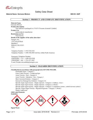 Safety Data Sheet Material Name: Germane Mixture SDS ID: 352P