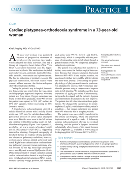 Cardiac Platypnea-Orthodeoxia Syndrome in a 73-Year-Old Woman
