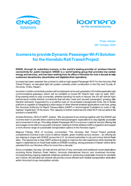 Icomera to Provide Dynamic Passenger Wi-Fi Solution for the Honolulu Rail Transit Project