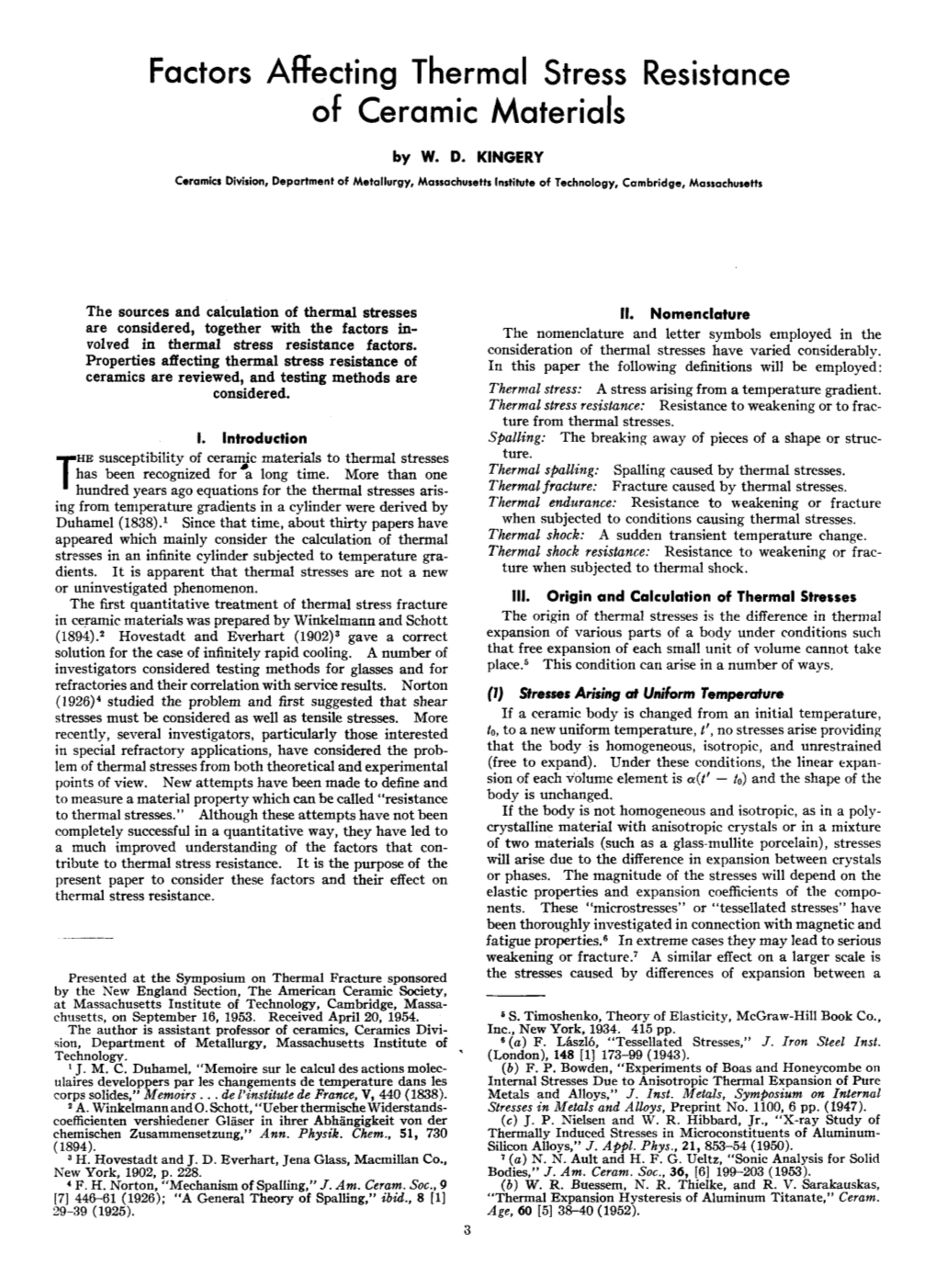 Factors Affecting Thermal Stress Resistance of Ceramic Materials