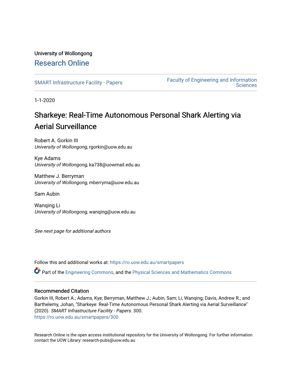 Sharkeye: Real-Time Autonomous Personal Shark Alerting Via Aerial Surveillance