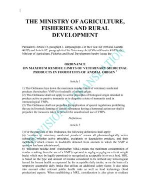The Ministry of Agriculture, Fisheries and Rural Development