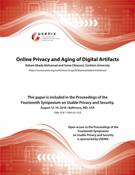 Online Privacy and Aging of Digital Artifacts