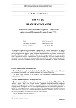 The London Docklands Development Corporation (Alteration of Designated Areas) Order 1998